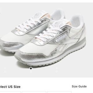 Reebok Classic White and Silver Sneakers